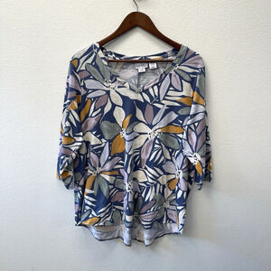 Nicole Miller Shirt Top Womens Plus Size 2X FloraL Print Beachy Resort Vacation